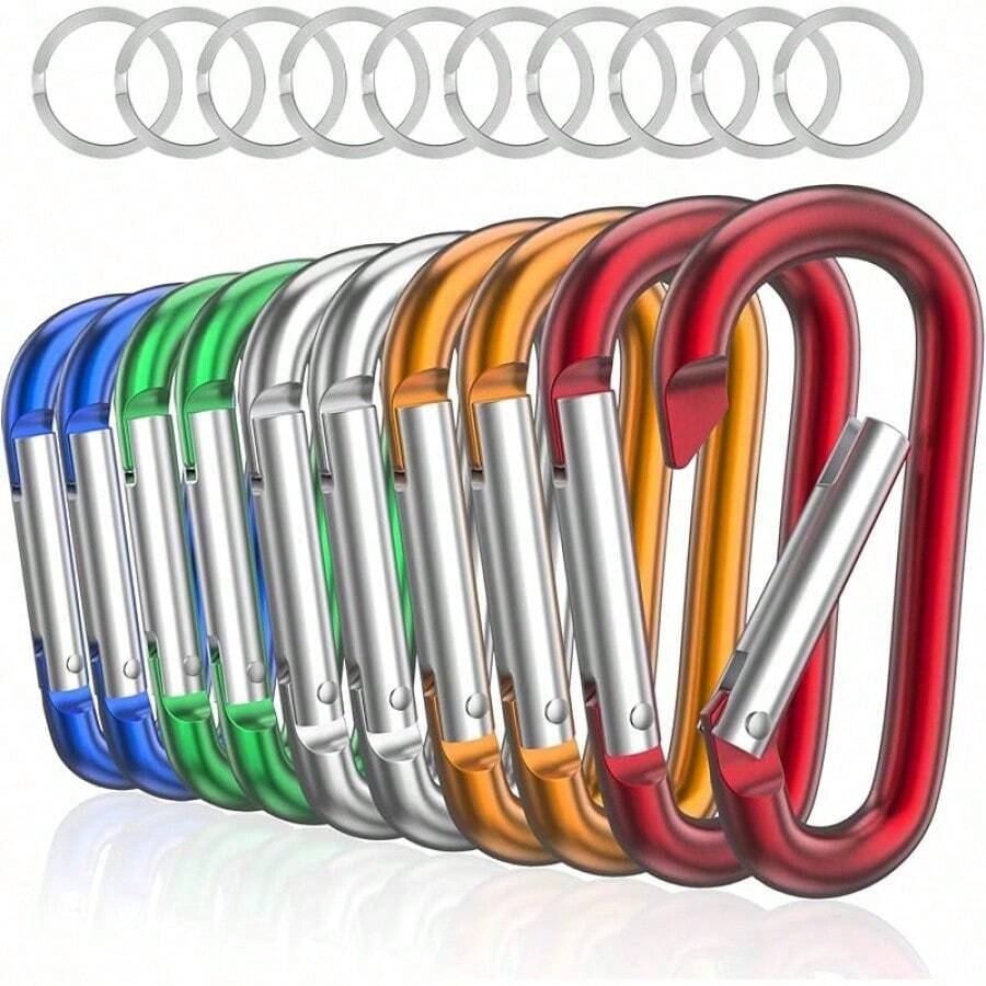Sprookber 3 Aluminum Carabiner D Ring, Caribeener Clips, Spring Snap Hook Keychain Clip, Set Of 10 - Multicolor - View 1