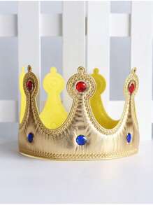 2pcs/1pc Adult Gold Crown, Rhinestone Prince Costume, Headpiece, Cake Topper, Birthday Party Crown, Gift For Mom On Valentine's Day Or Mother's Day, Holiday Party Dress Up Accessories