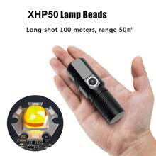 1pc XHP50 High Lumen Flashlight | Adjustable Focus Design + 3 Brightness Modes | Type-C Fast Charging | Overcharge Protection + Multi-Stage Cooling + Waterproof | Essential For Outdoor Adventure, Night Fishing, Emergency Rescue