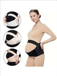 可调节孕妇托腹带，适用于孕中期至孕晚期，采用魔术贴腰带和透气肩带，防止腹部束缚。