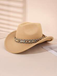 1 pieza Sombrero Trilby de unicolor para niños, Sombrero de vaquero estilo occidental para niñas, Adecuado para fiestas, reuniones y salidas