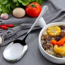 Juego de 3/2/1 cucharas de acero inoxidable, cucharas cuadradas de acero inoxidable, cucharas para sopa, gachas y arroz para platos dulces y salados, utensilios de cocina, cucharas de acero inoxidable, útiles escolares