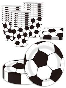 10 piezas de platos y servilletas con temática de fútbol para fiesta de cumpleaños, suministros de fiesta de fútbol, vajilla, cubiertos y decoración, decoración de baño para fans de fútbol en fiesta de cumpleaños - Multicolor - Ver 1