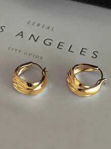 1 Pair Elegant Simple Asymmetrical Geometric Design Everyday Casual Women Hoop Earrings