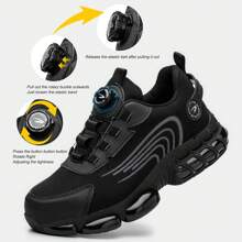 Vatertags Geschenk 1 Paar schwarze leichte Sicherheitsschuhe mit Stahlkappe für Herren und Damen, atmungsaktive Stahlkappen Trainer Schuhe mit Gummisohle für Outdoor Arbeit, Sportschuhe, zum Schutz vor Aufprall und Durchstich, geeignet für Lagerhäuser, Gärtnerei, Schmiedewerkstatt