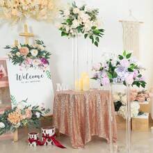 Jarrón alto transparente de acrílico para centro de mesa de boda, soporte floral transparente con diseño geométrico, exhibidor elegante adecuado para decoración de cumpleaños, boda y primavera