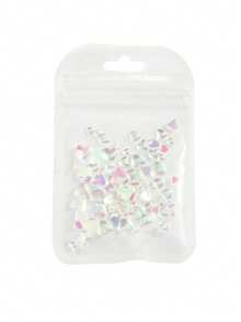 奥罗拉扁平圆珠美甲饰品激光平底心形指甲装饰配件美甲沙龙造型产品女士 - 彩色 - 查看 11