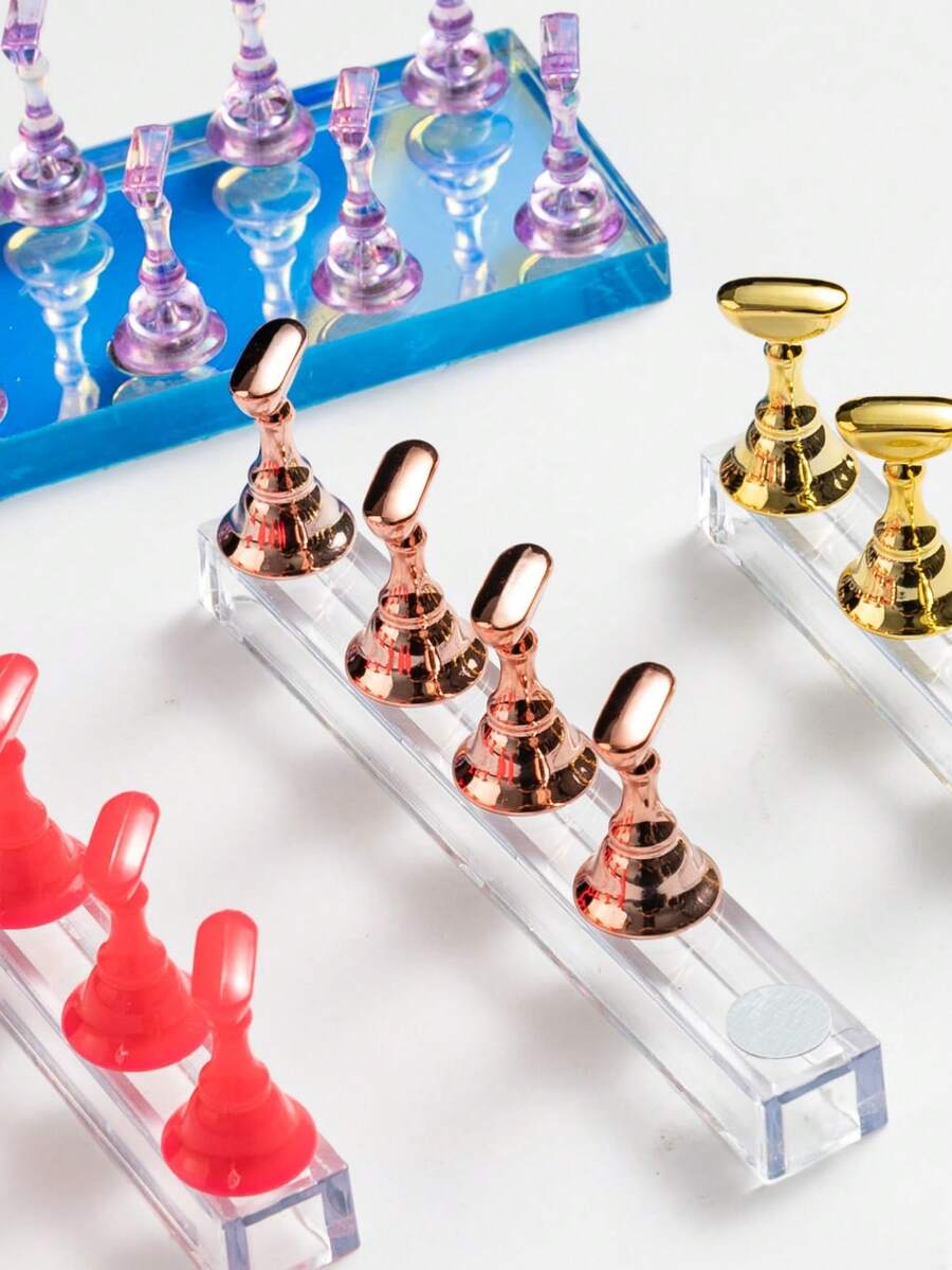 美甲展示架，用于美甲练习、彩绘、按压式指甲设计，磁性假指甲架，适合家庭 DIY 沙龙使用 - 彩色 - 查看 1