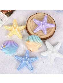 1pc Or 8pcs Starfish Cake Toppers Undersea Party Theme Birthday Party Cake Toppers, Mermaid Birthday Party, Christening Ceremony Cake Toppers - Multicolor - View 3