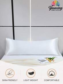 1pc White 100% Premium Plain Silky Body Pillowcase Without Filler Simulation Silk Soft Breathable Pillow Covers With Envelope Closure Throw Pillow Cover For Bed Home, For Sofa, Living Room Farmhouse Style 20"X54"-Body Pillowcase Decor Pillocase, Gifts For Women&Men Insert Not Included, Machine Washable Domitory Back School Bedding