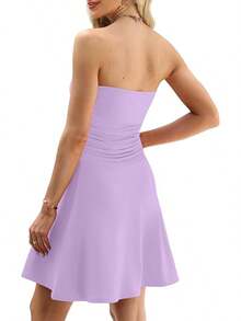 Vestidos tubo para mujeres, vestidos strapless ajustado para graduación, fiesta formal y salida nocturna - Morado - Ver 5