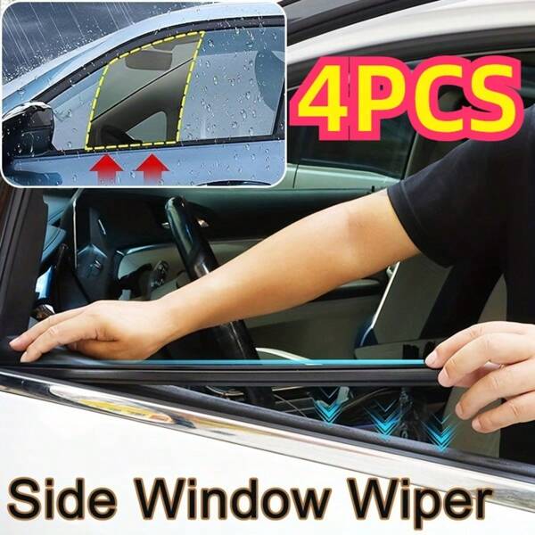 4 Stücke Silikonwischer für Autoseitenfenster - Entfernung von Schnee und Schmutz an der Fahrerseite, klare Sicht für Fahrer und Beifahrer, widerstandsfähige Gummilippen