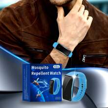 1 relógio repelente de mosquitos azul, pulseira esportiva para atividades ao ar livre, repelente físico de mosquitos, dispositivo repelente casual de mosquitos, pulseira antimosquitos feminina, para atividades ao ar livre, caminhadas, acampamentos, trilhas de verão, dispositivo repelente de mosquitos para passeios, relógio repelente de mosquitos masculino, tamanho ajustável, macio e confortável, presente para família e amigos, unissex