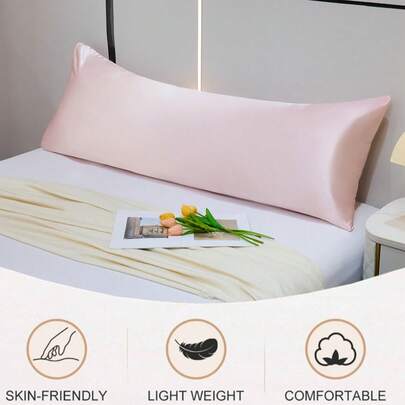 1 chiếc vỏ gối màu hồng nhạt, 100% chất liệu lụa cao cấp, mềm mại và thoáng khí, không kèm ruột gối, kiểu dáng phong bì, thích hợp cho giường, ghế sofa, phòng khách, phong cách nhà nông thôn, kích thước 20"X54". Vỏ gối trang trí, dùng được cả nam và nữ, có thể giặt máy, thích hợp cho ký túc xá, phòng học, v.v.