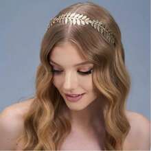 5件套希腊女神服饰配饰套装，包括1个金叶皇冠头饰、2个螺旋臂环、2个垂坠耳环，适合新娘婚礼、托加长袍、万圣节及其他场合。 - 金色 - 查看 6