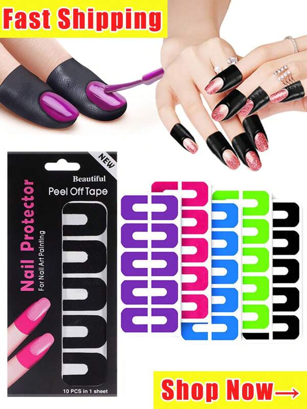 U Shape Nail Polish Protector Sticker, Nail Polish Spill Proof Sticker, Nail Art Sticker To Prevent Nail Polish Spillage, Nail Polish Airbrush Tool, Nail Art Tools, Nail Art Accessories.U Shape Sticker Spill Proof Adhesive Sticker.Nail Art Tools.Nail Art Accessories.Suitable For Nail Salons.