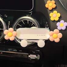 1 pieza Soporte para teléfono de coche con flor púrpura, montaje de ventilación con gravedad para nuevo panel central de navegación del automóvil