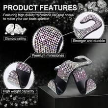 2 ganchos para asiento de coche con cristales brillantes, ganchos colgadores para reposacabezas de automóvil, ganchos traseros para bolso, bolsa de la compra, ropa de color rojo - 2 piezas - Ver 5