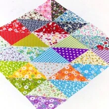 200 piezas, set de tela de retazos pre-cortada de 10 X 10 X 14 cm con patrón triangular en serie de colores, adecuado para diversas festividades, manualidades DIY, scrapbooking, costura, elaboración de muñecas, proyectos de artesanía, ideal para principiantes