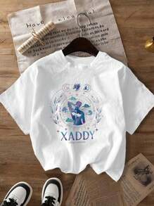 Maglie estive, t-shirt reversibile con grafica cavalcatore di draghi e tempesta ossidiana, maglietta casual a girocollo, alla moda e bella, t-shirt grafiche per donna