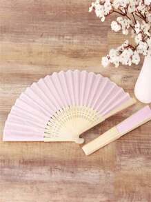 1/2/5pcs Silk Fans Decorative Fabric Fans, Plain Folding Fan, Wedding Gift, DIY Decor For Tabletop & Wall Hanging