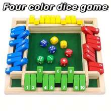 3 tipos de juegos de beber, juegos de mesa para fiestas, juego de "Cierra la caja" de madera (para 2-4 jugadores) - Tablero grande de 4 lados, 8 dados (los modelos rojo y verde son 2 dados), reglas - Divertido juego de suma para todas las edades