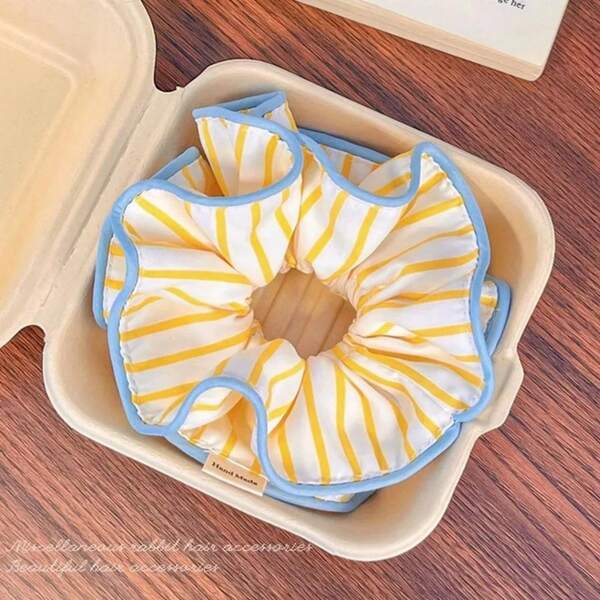 Korean Striped Hair Scrunchies Scrunchie Hair Tie For Women Girls Sweet Hair Ornament Elastic Fashion Hair Accessories, Hair Bobbles