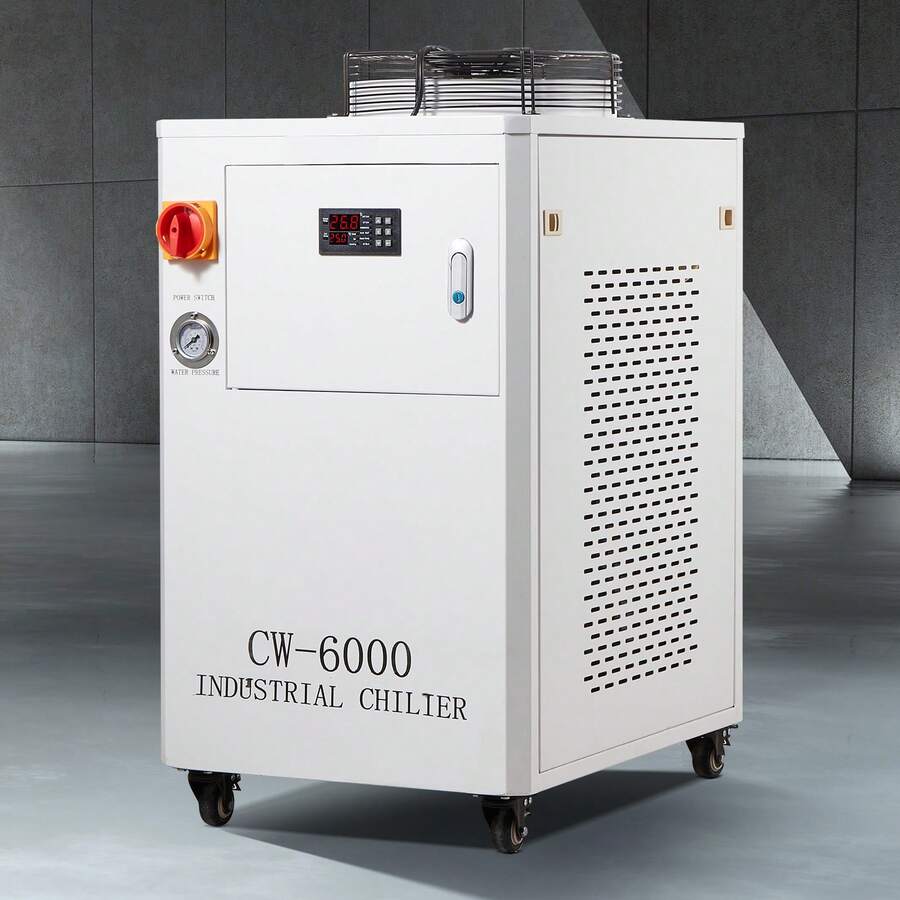 Industrial Water Chiller, CW6000, 1500W Industrial Water Cooler Cooling System With Compressor 15L Water Tank Capacity 65 L/Min Max Flow Rate, For CO2 Laser Engraving Machine Cooling Machine - View 1