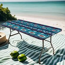 1pc Bohemian Floral Printed Elastic Table Cover, Lightweight And Washable, Suitable For Family Gatherings, Outdoor Decor, Festivals, Indoor/Outdoor Use - Multicolor - View 26