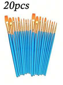 Soucolor Acrylic Paint Brush Set 20 Round Tip Artist Brushes For Acrylic Oil Watercolor Canvas Rock Body Face Nails Miniature Details Painting Supplies, Art Supplies, Back To School Supplies