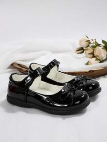 黑色漆皮亮面性能鞋、公主鞋、软底休闲鞋、圆头平底鞋 - 黑色 - 查看 2