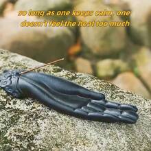 2pcs Black Ceramic Buddha Hand & Frog Incense Burner, Home Use Ceramic Incense Holder, Creative Aromatherapy Burner, Sandalwood Incense Burner
