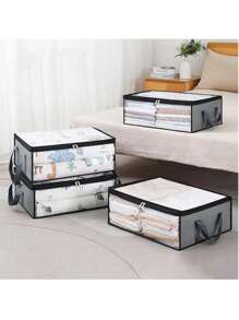 Fabric Storage Bag With Handle, Visible Window Design, Reusable Under Bed Box For Clothes, Books, Toys, Blankets, Bedding, Home Space Saver, Organizer, Under Bed Cabinet, Closet, Bedroom, Dorm