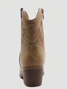 GLOBALWIN Women's Mid Calf The Western Cowboy Boots Fashion Cowgirl Boots For Women Low Heel Fall Boots Halloween Season - 卡其色 - 查看 5