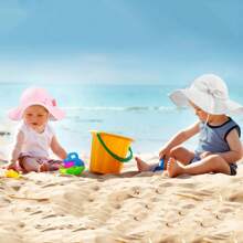 Binomata Sombrero de cubo de unicolor para niñas de 0 a 6 años, protección solar, ajustable, impermeable, ala ancha, sombrero de playa, protección UV UPF50+