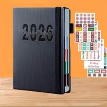 2026 年新日历日志自律签到时间管理一页一天 365 天计划书附带 5 个计划贴纸 A5 计划笔记本学习入门礼物适合工作和学习、学校用品、返校