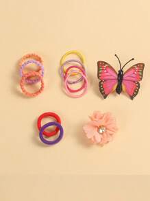 Set di 231 pezzi di accessori per capelli colorati, include fermagli per capelli floreali con strass, fermagli per capelli a forma di farfalla e vari elastici per capelli, adatti per code di cavallo, trecce e chignon, necessità quotidiane - Confezionato in busta di plastica
