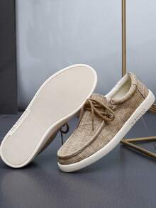 TOLLN 1 双男士亚麻鞋面橡胶鞋底防滑耐用透气舒适休闲鞋 - 卡其色 - 查看 5