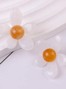 Brincos Acrílicos de Cor de Gelatina Fresca e Leve, Cinco Pétalas, Simples, da Moda, Nova Série