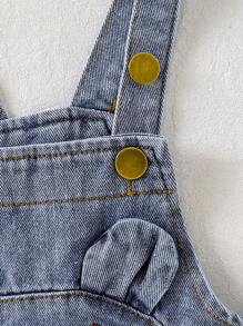 Süße Denim-Latzhosen mit Bärenstickerei für Kleinkind Jungen