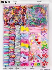 VBOOR 914/879/864/280 Pcs/Set Cute Colorful Cartoon Hair Accessories Set, Including Cartoon Hair Clips, Claws, BB Clips, Rhinestone Flower Hair Clips, Various Hair Ties, Scrunchies, Hair Bands - Suitable For Girls And Women, Essential For Daily Cute Hairstyles - Girl Hair Accessories, Great Gift Choice For Holidays, School Stuff, Gifts, Head Accessories