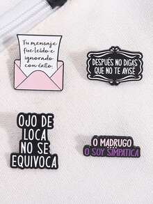 4 件创意西班牙语短语珐琅别针可爱卡通搞笑语录胸针背包衣服翻领徽章珠宝礼物送给朋友