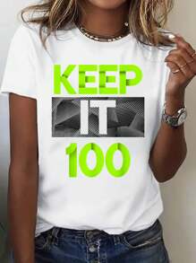 Women'S Casual-Shirt| Polyester Fabric| White With Green And Black Graphic Print KEEP IT| Daily Wear, And Casual Outingscotton Menkpop Labor Day Men Clothing Manfinity Romwe Shirts Men Shirts Graphic Tees Camisas Para Hombre Graphic Tees Graphic Te