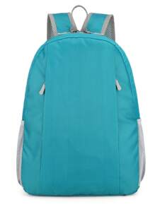 1 pieza Mochila plegable de gran capacidad de nailon unisex para niños, mochila ligera de color caramelo para senderismo al aire libre, mochila escolar con cierre de cremallera, adecuada para todas las estaciones