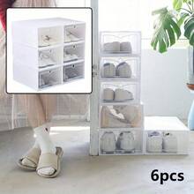 6X Plastic Shoe Storage Boxes Drawer Stackable Foldable Organiser Clear DuarbleUnder-Bed Storage Back To School - Variant1 - View 6