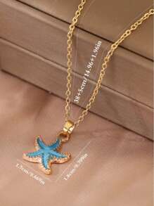 Collar con colgante de estrella de mar y concha, collar gargantilla de moda con diseño de línea costera para joyería de verano y vacaciones a la playa