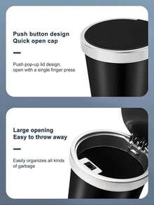 带盖汽车垃圾桶、汽车杯架垃圾桶、迷你必备车内配件、防漏垃圾桶、汽车、家庭、厨房、办公室多功能收纳和存储 - 均碼 - 查看 9