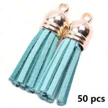 20/50 piezas Colgantes con borlas dorados y plateados, broches, accesorios para pendientes, llaveros, colgantes, borlas para manualidades y joyería DIY