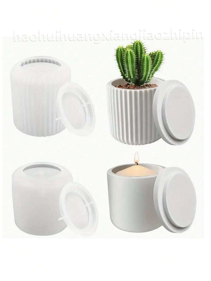 Round Wax Cup Silicone Mold With Cover Set | High Temperature Resistant And Easy To Demold Aromatherapy Gypsum Cup Wax DIY Home Decoration Gift For Festivals