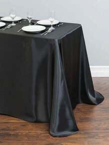 1 Set Rectangular Satin Tablecloth + 1 Set Table Runner, 57.08"X102.3", White/Black/Rose Gold, Satin Tablecloth/Chair Sash/Chair Back Decoration, Suitable For Home, Indoor, Outdoor, Picnic And Camping, Suitable For Decorating All Holidays And Formal Occasions, Applicable To Wedding/Hotel/Restaurant Party/Birthday Party/Easter/Wedding Season